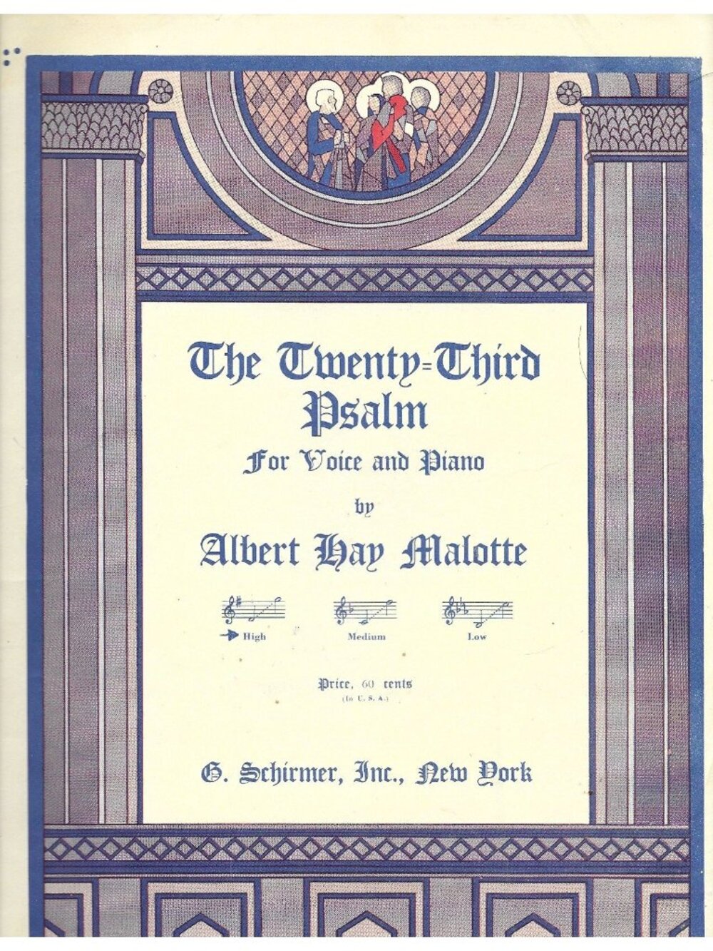1937 The Twenty-Third Psalm Albert Hay Malotte Sheet Music Schirmer